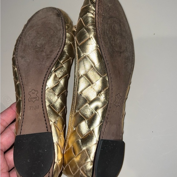 Tory Burch Gold Quilted Ballet Flats - Picture 2 of 3